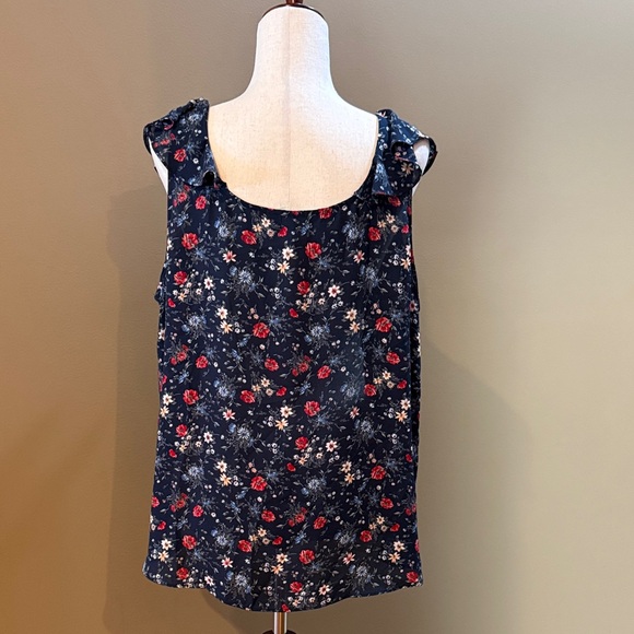 Navy Floral Ruffle Blouse - Picture 6 of 16